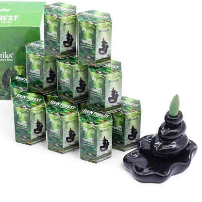Pack of 10 Masala Backflow Incense - Rain Forest