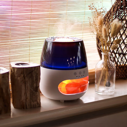 Salt Stone Flame Effect Aroma Diffuser  - White USB - Colour Change and Timer